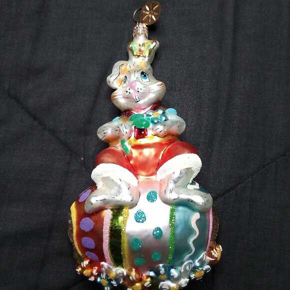 Christopher Radko Easter Bunny Glass Ornament Designer - Picture 1 of 8